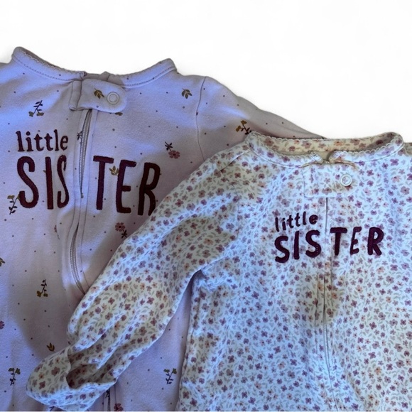 Carters Little Sister Pajamas Pair 3 Months Purple Floral - Picture 3 of 6